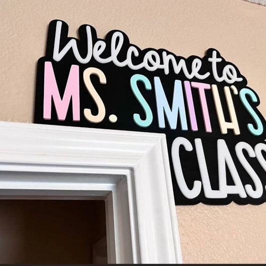 "WELCOME" DOOR CORNER TEACHER SIGN